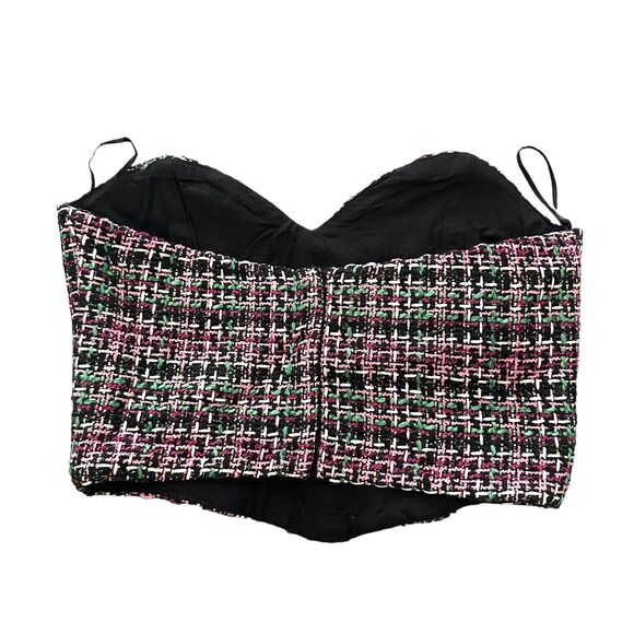ZARA Tweed Strapless Corset Crop Top Sz XS - Picture 2 of 4